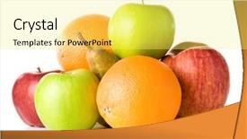  Presentation with set of different dental tools - PPT theme featuring apples oranges - set of different fruits isolated background and a yellow colored foreground