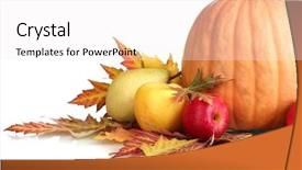  Presentation with autumn leaves - Amazing presentation design having apples pumpkins - beautiful autumn harvest and leaves backdrop and a white colored foreground