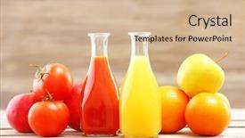  Presentation with healthy juice - Slide deck with apples pumpkins - glass bottles of fresh healthy background and a soft green colored foreground