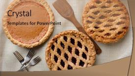  Presentation with pies - Audience pleasing slides consisting of apples pumpkins - high angle shot of three backdrop and a coral colored foreground