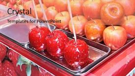  Presentation with japan food - Slide set featuring apples street market in chinatown background and a coral colored foreground
