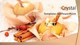  Presentation with pudding - Presentation consisting of apples stuffed with christmas pudding background and a  colored foreground