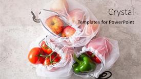  Presentation with plastic waste - Amazing presentation theme having apples-tomatoes-bell-peppers-vegetables backdrop and a soft green colored foreground