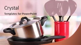  Presentation with kitchen appliance - Beautiful slides featuring appliance - kitchen tools on table backdrop and a lemonade colored foreground