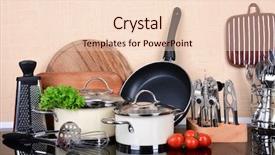  Presentation with kitchen appliance - PPT layouts having appliance - kitchen tools on table background and a lemonade colored foreground