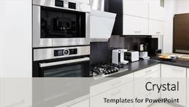  Presentation with kitchen appliance - Slide deck featuring appliance - modern luxury hi-tek black background and a light gray colored foreground
