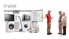  Presentation with customers - Presentation with appliance-sales-associate-presenting-electrical background and a white colored foreground