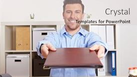  Presentation with job interview - PPT layouts consisting of applicants-with-application-documents-during background and a soft green colored foreground