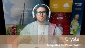  Presentation with mass media - Colorful slide deck enhanced with application development - technology communication mass media virtual backdrop and a coral colored foreground