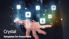  Presentation with application - Theme enhanced with application icons in the hand background and a wine colored foreground