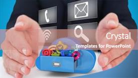  Presentation with application - Beautiful presentation theme featuring application icons on a cloud backdrop and a coral colored foreground