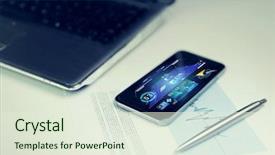  Presentation with gps - Presentation theme having application laptop computer and chart background and a  colored foreground