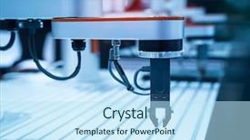  Presentation with robotic - Slide set having application on automate machine claw background and a sky blue colored foreground