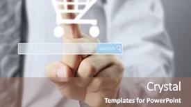  Presentation with shopping trolley - PPT theme enhanced with application on social network website background and a coral colored foreground