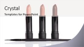  Presentation with packaging - PPT theme having application packaging - three lipsticks and makeup brush background and a lemonade colored foreground