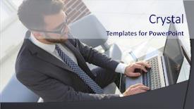  Presentation with developer - Amazing PPT layouts having application software types - concentrated professional it developer backdrop and a sky blue colored foreground