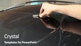  Presentation with worker - Slide set with applied materials - worker applying tinting foil onto background and a  colored foreground