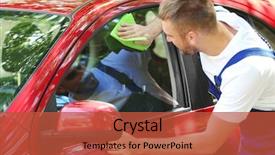  Presentation with car cleaning - Cool new PPT theme with applied materials - worker cleaning car window prior backdrop and a  colored foreground