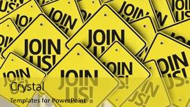  Presentation with job - Cool new slides with apply job - join us written on multiple backdrop and a gold colored foreground