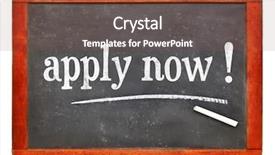  Presentation with blackboard english text welcome - Amazing presentation design having apply now - white chalk text backdrop and a tawny brown colored foreground