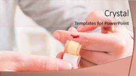  Presentation with vaginal bleeding - Audience pleasing presentation theme consisting of applying adhesive bandage on bleeding backdrop and a lemonade colored foreground