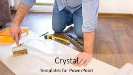  Presentation with handyman - Audience pleasing presentation design consisting of applying blue for a wallpaper backdrop and a lemonade colored foreground