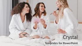  Presentation with bridal shower - Presentation design consisting of applying makeup during bridal shower background and a light gray colored foreground