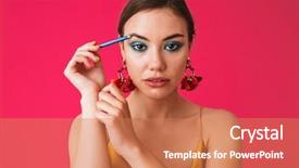  Presentation with blue pink - PPT theme having applying makeup with blue background and a  colored foreground