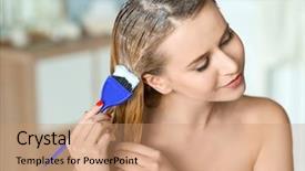  Presentation with hair color - Audience pleasing PPT theme consisting of applying mask onto her hair backdrop and a coral colored foreground