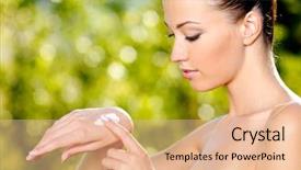  Presentation with natural cosmetic - PPT theme featuring hand cosmetic cream green background and a lemonade colored foreground
