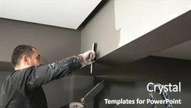  Presentation with painting walls paint roller - Slides featuring applying paint with plasterer background and a dark gray colored foreground