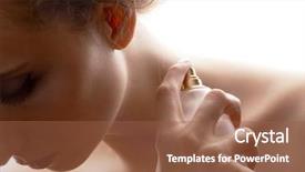  Presentation with spray - Presentation theme featuring applying perfume on her body background and a tawny brown colored foreground