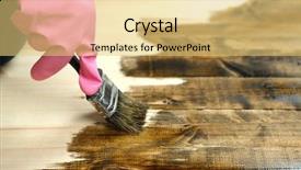  Presentation with protective parent - Presentation theme featuring applying protective varnish to wooden background and a  colored foreground