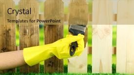  Presentation with rustic wood wooden frame - Beautiful theme featuring applying protective varnish to wooden backdrop and a  colored foreground