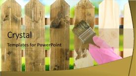  Presentation with wooden - PPT layouts featuring applying protective varnish to wooden background and a  colored foreground