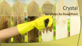  Presentation with oil - Slide set with applying protective varnish to wooden background and a  colored foreground