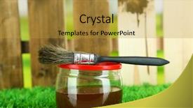  Presentation with rustic wood wooden frame - Slide deck consisting of applying protective varnish to wooden background and a  colored foreground