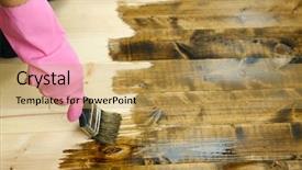  Presentation with wooden - Presentation theme with applying protective varnish to wooden background and a  colored foreground