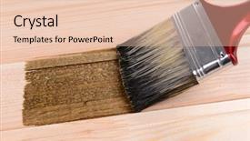  Presentation with wooden - Audience pleasing slide set consisting of applying protective varnish to wooden backdrop and a  colored foreground