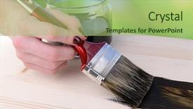  Presentation with wooden - PPT theme consisting of applying protective varnish to wooden background and a  colored foreground