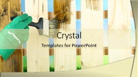  Presentation with wooden - PPT theme with applying protective varnish to wooden background and a  colored foreground
