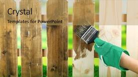  Presentation with protective parent - Presentation design having applying protective varnish to wooden background and a yellow colored foreground