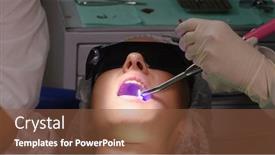  Presentation with mouth tooth - Colorful presentation design enhanced with applying-resin-based-composite-filling backdrop and a tawny brown colored foreground