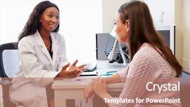  Presentation with doctor and patient medical consultation - Presentation theme featuring appointment - patient having consultation with female background and a coral colored foreground
