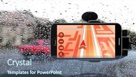  Presentation with driver - Colorful PPT theme enhanced with appointment point at rainy weather backdrop and a ocean colored foreground