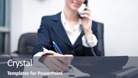  Presentation with taking notes - Beautiful slides featuring appointment scheduling - businesswoman using phone taking notes backdrop and a ocean colored foreground