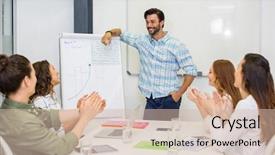  Presentation with appreciating - Slide deck consisting of appreciating their colleague during presentation background and a  colored foreground