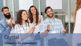  Presentation with appreciating - PPT layouts having appreciating their colleague during presentation background and a teal colored foreground