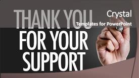  Presentation with appreciation client - Beautiful PPT theme featuring appreciation client - hand writing the text thank backdrop and a dark gray colored foreground