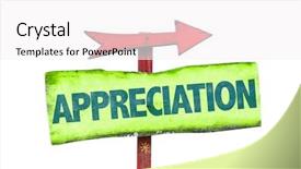  Presentation with art - Audience pleasing theme consisting of appreciation sign isolated on white backdrop and a sky blue colored foreground